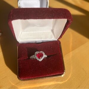 Elegant Silver Ring with Red Gemstone